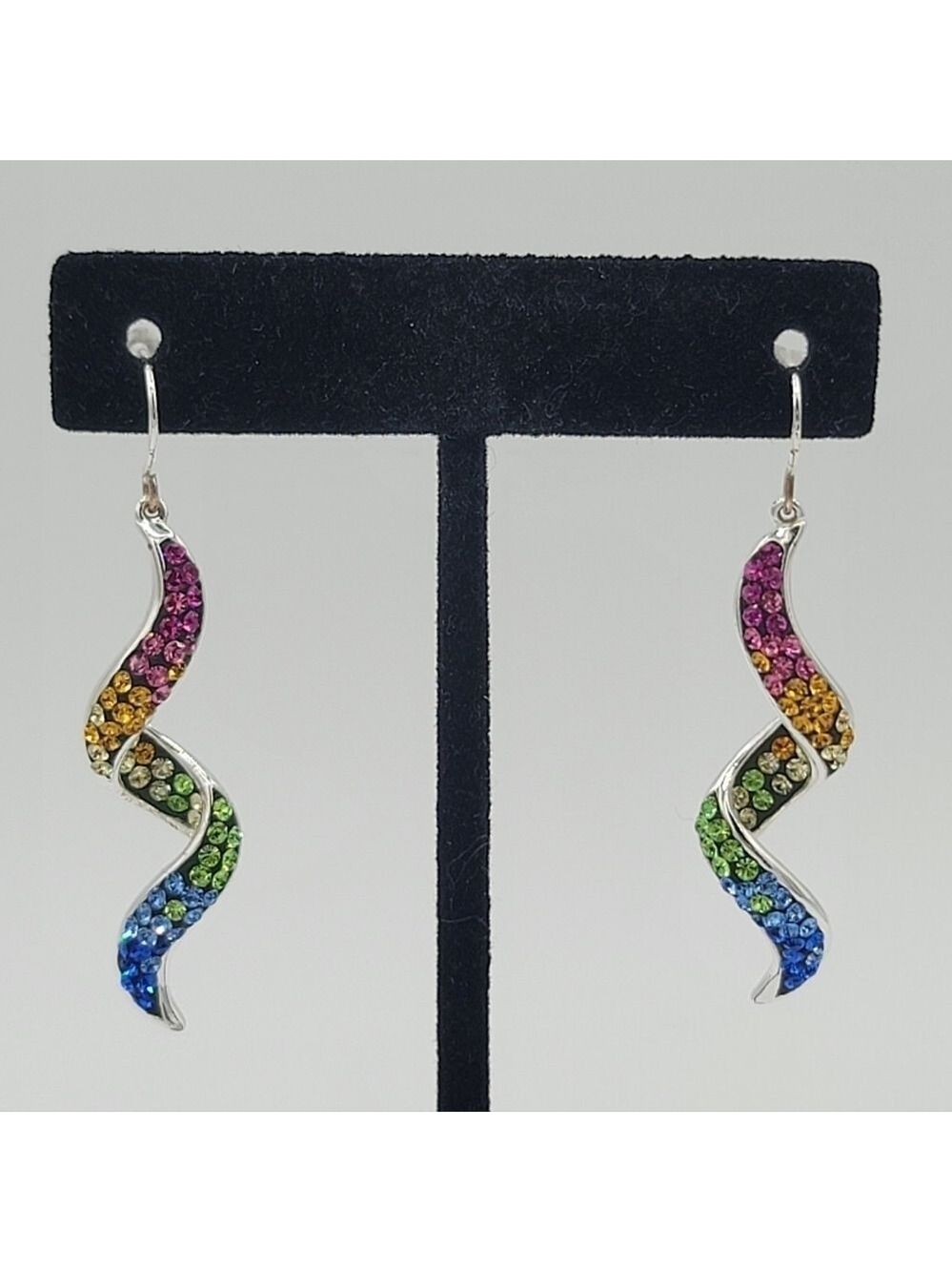 Multicolor Crystal Swirl Earrings #2108